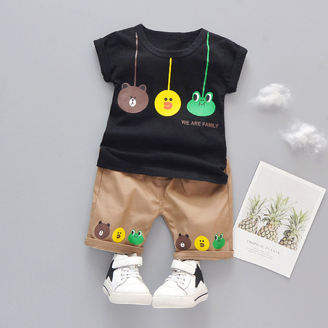 Baby Boys Girls Cartoon Clothes Outfit Suit Cute Children Summer Cotton 1 2 3 Years Kids Boys Clothes Sets T-Shrit+Shorts ► Photo 1/6