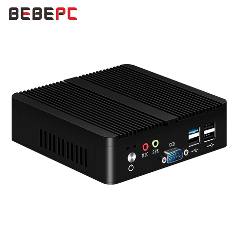 BEBEPC Fanless Comput Intel Pentium J2900 Quad Core 2.41GHz Dual LAN 2*COM WiFi HDMI Firewall Router Linux Windows Mini PC ► Photo 1/6