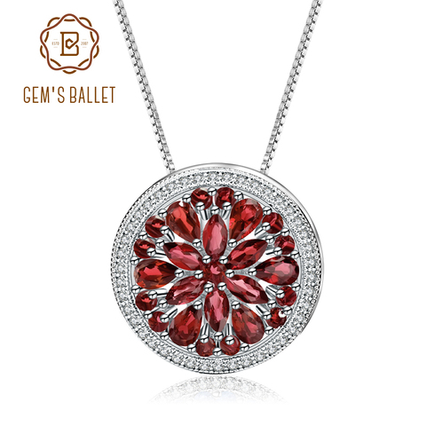 GEM'S BALLET Natural Red Garnet Gemstone Pendant For Elegant Women 925 Sterling Sliver Round Pendant Necklace Fine Jewelry ► Photo 1/6