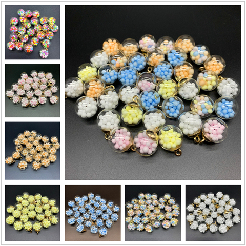 5pcs 16mm Colorful Transparent Glass Foam Ball Charms Pendant Finding Beads For Jewelry Making DIY Hair Accessories Earring ► Photo 1/6
