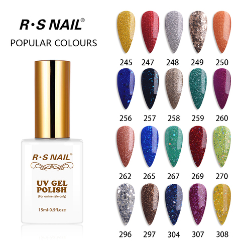 RS NAIL 15ml UV Color Nail Gel Polish 308 Colors Gel Varnish #241-308 Black White Red Gel Lacquer Of Nail Art Gel Polish (5) ► Photo 1/6