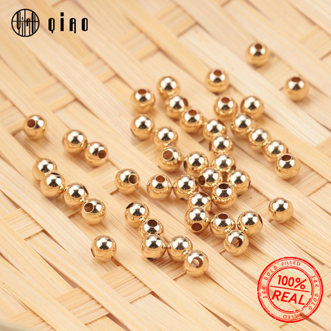Wholesale 100PCS 2-4MM 14K Gold beads round smooth jewelry beads for bracelet&necklace making 14K Gold jewelry Findings ► Photo 1/6
