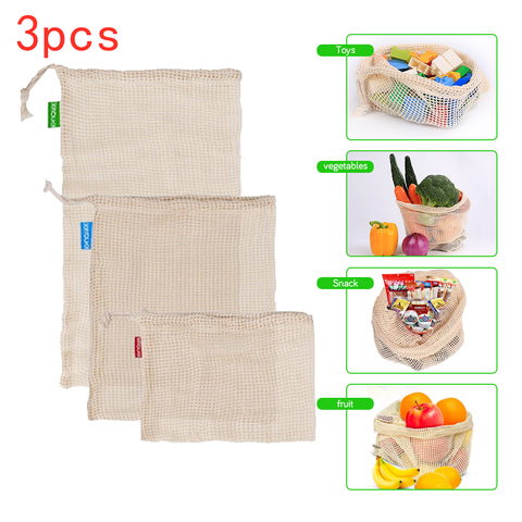 Reusable Cotton Mesh Produce Bag for Vegetable Fruit kitchen Washable Storage Bag Eco Friendly Fruit Bags Mesh bag ► Photo 1/6