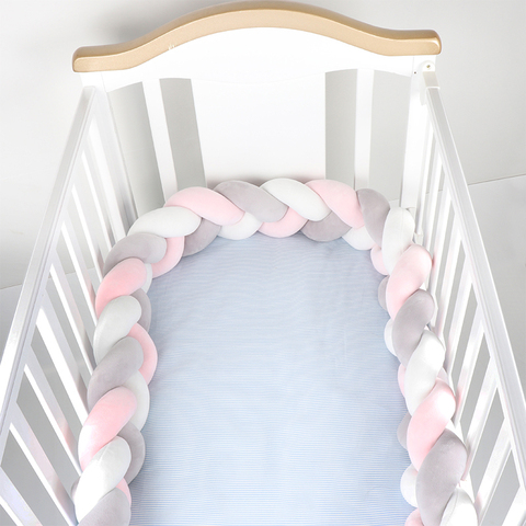 100cm Newborn Baby Bed Bumper Children Pillow Bumper Three twisted Infant Crib Fence Cotton Cushion Kids Room Bedding Decoration ► Photo 1/6