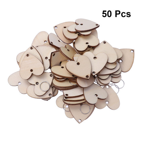 50pcs Heart Wooden Slices With 50 Iron Loops Set For Birthday Reminder Hanging Wooden Plaque Board DIY Calendar Accessories ► Photo 1/6