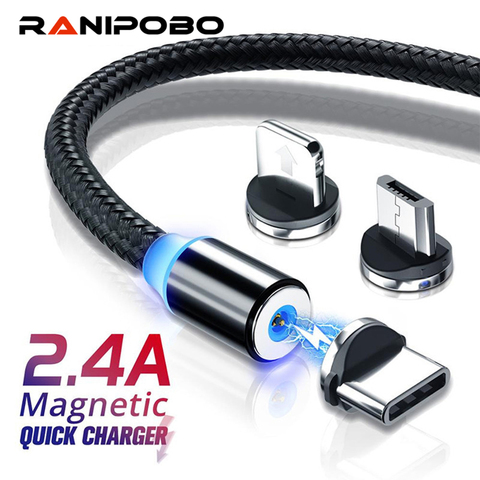 Ranipobo Magnetic MicroUSB Cable For iPhone Samsung Android Fast Charging Magnet Charger USB Type C Cable Mobile Phone Cord Wire ► Photo 1/6