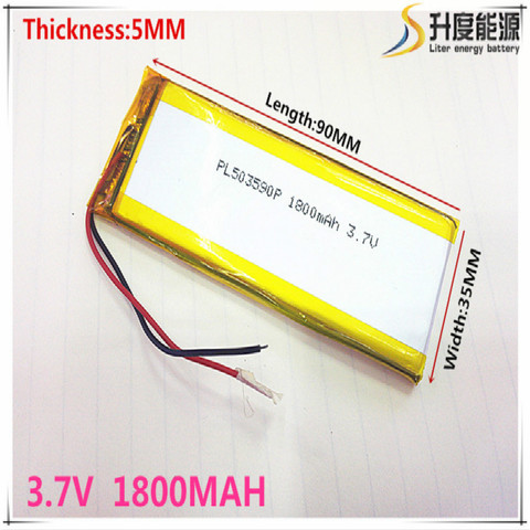 3.7V,1800mAH,[503590] Polymer lithium ion / Li-ion battery for TOY,POWER BANK,GPS,mp3,mp4,cell phone,speaker ► Photo 1/1