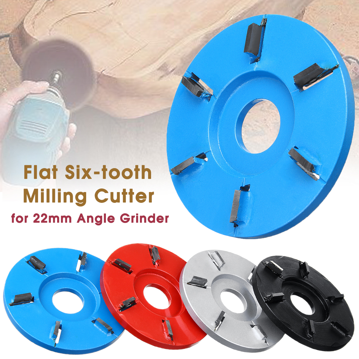 Flat 6-tooth Woodworking Plane Carving Disc Milling Cutter for Angle Grinde Tool 