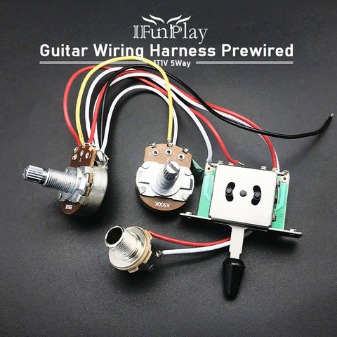 Electric Guitar Wiring Harness Prewired Kit A500k B500K 18mm Shaft Big Pots 3/5 Way Switch Volume Tone Control Wiring Harness ► Photo 1/6