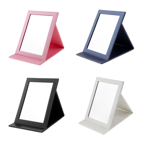 Folding Travel Mirror PU Leather Table Top/Stand Makeup Mirror Portable ► Photo 1/6
