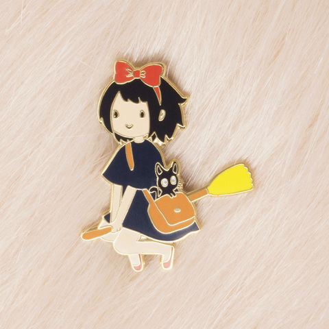 Kiki's Delivery Services Hard Enamel Pin Pastel Cartoon Animal Cute Gigi Cat Gold Brooch Hayao Miyazakis Anime Fan Collect Badge ► Photo 1/1