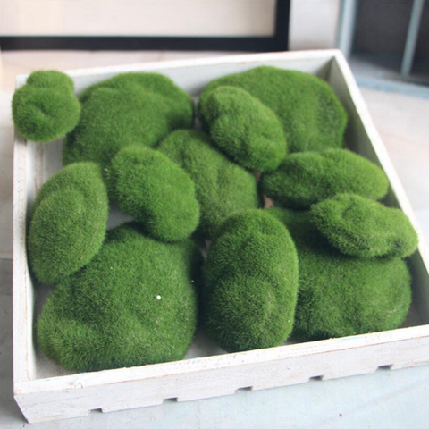 5/8/10/12pcs Pack Artificial Moss Foam Stones Green Grass Plant Home Garden Decoration DIY Stone Moss Creative Crafts ► Photo 1/6