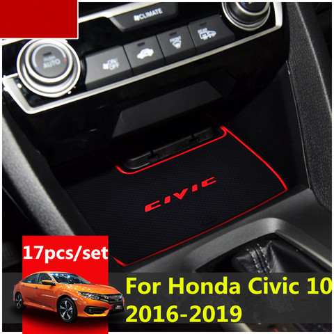 3D Rubber Mat Door Slot Pad Cup Cushion Groove Mat Lnterior Anti Slip Mat For Honda Civic 10 2016-202210th Gen 10 FC Accessories ► Photo 1/6