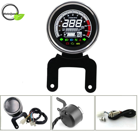 Multi-functional Gauges Instruments Motorcycle Digital Odometer  Tachometer Fuel Level Speed Meter Indicator Led Round 12000rpm ► Photo 1/6