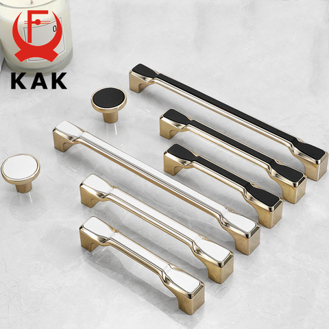 KAK Zinc Alloy Black Gold Kitchen Cabinet Handle Wardrobe Cabinet Knobs and Handles Solid Drawer Pulls Furniture Handle Hardware ► Photo 1/1