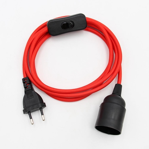 2 Meters 220V EU Plug Power Cord With Button Switch E27 Fittings Bulb Lamp Socket ► Photo 1/6