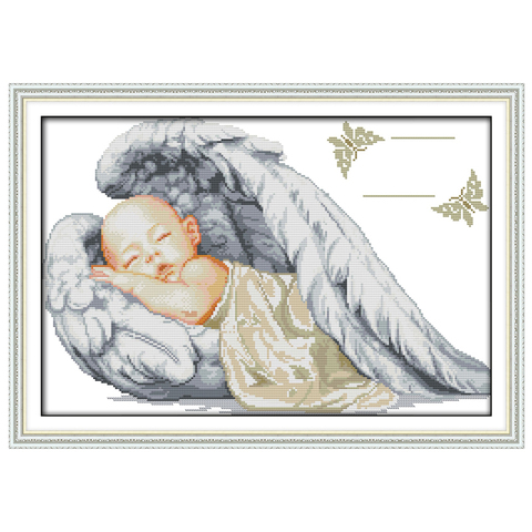 Little angel birth certificate printed on the canvas 11CT 14CT DIY kit Cross Stitch embroidery needlework Sets home decor ► Photo 1/6