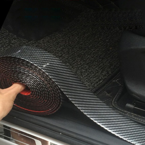 Carbon Fiber 1M Car Sticker DIY Door Sill Protector Edge Guard Strip Film  Decal