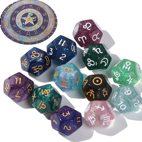 3Pcs/Set Creative Dice 12-Sided Astrology Zodiac Signs Dice For Constellation Divination Toys Entertainment Board Game Dice ► Photo 1/6