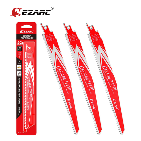 EZARC 3Pc Carbide Reciprocating Saw Blade Endurance for Hard Wood and Metal Demolition R656HM 150mm/6“ 6TPI,R956HM 225mm/9” 6TPI ► Photo 1/6