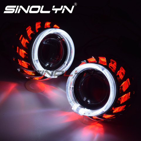 Sinolyn Headlight Lenses H4 H7 Bixenon Lens 2.5 Projector Angel Eyes Spiral Hotwheel LED Dual Halo Car Lights Accessories Tuning ► Photo 1/6
