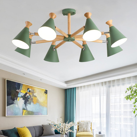 Scandinavian Nordic Wood Pendant Lamp for Bedroom Living Room Kitchen Indoor Home Decor Iron Sconces Ceiling Hanging Lights ► Photo 1/6