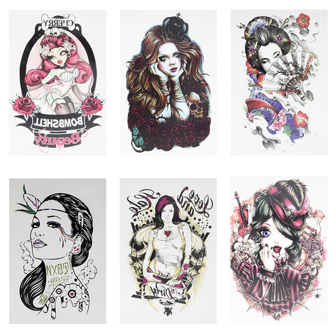 Cute Girl 21 X 15 CM Sized Sexy Cool Beauty Tattoo Waterproof Hot Temporary Tattoo Stickers ► Photo 1/5