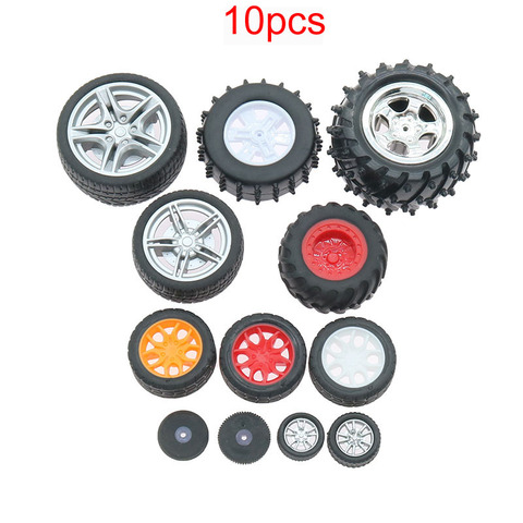 10pcs PC Toy Wheel Rubber Rim Tyres DIY Mini Technology 4WD Colorful Tires Hole Dia 2mm 2.5mm 3mm for RC Model Cars Toycars Part ► Photo 1/6