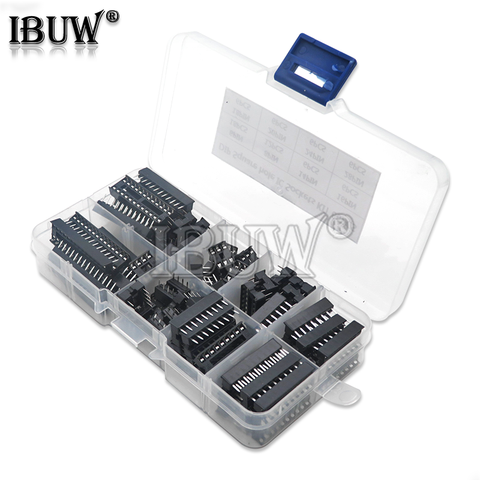 66PCS DIP IC Sockets Adaptor Solder Type Socket Kit 6 8 14 16 18 20 24 28 pins New ► Photo 1/2
