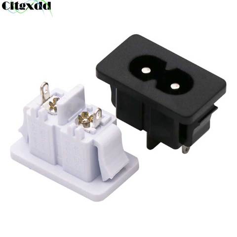Cltgxdd 1PCS AC 250V 2.5A IEC320 C8 Male 2 Pins Power Inlet Socket Panel Embedded Black White ► Photo 1/6
