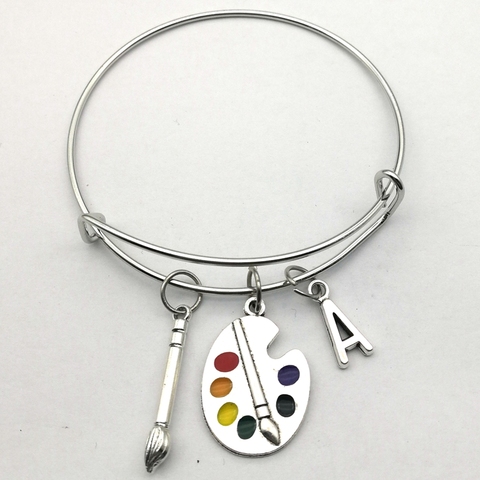 2022 New Painter Palette Oval Tool Brush Colors Bracelet Draw Letter A-Z Entrepreneurial Bracelet Personalizeds Gift for Painter ► Photo 1/2