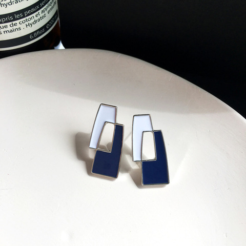 S925 needle Women Jewelry Earrings Personality Design Two Tone Color Black White Enamel Earrings Party Jewelry Gifts ► Photo 1/6