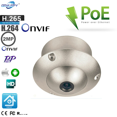 Wide Angle Lens Mini 1080P Flying Saucer Dome H.265 H.264 ONVIF Security Surveillance CCTV IP Camera POE UFO Camera For Elevator ► Photo 1/6