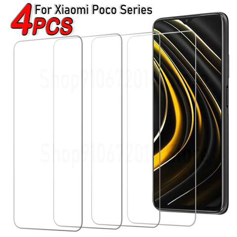 4pcs Tempered Glass For Xiaomi Mi Poco M3 X3 NFC M2 F2 Pro Screen Protector on For Xiomi Poko Pocophone X3-NFC F1 M2 Pro M3 Glas ► Photo 1/6