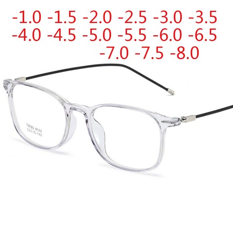 Square Finished Myopia Glasses Women Men Metal Thin Legs Short Sight Spectacles Prescription -0.5 -1.0 -1.5 -2.0 -3.0 To -8.0 ► Photo 1/6