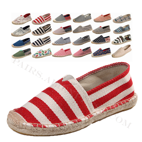 Spring Autumn Womens Flat Shoes Breathable Linen Fisherman Shoes Slip-on Canvas Driving Shoes Unisex Espadrilles Stripe Loafers ► Photo 1/6