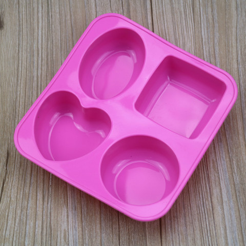 4 Cavities Heart Square Round Oval Geometry Silicone Soap Mold Silicone Cake Baking Pan Muffin Cup Mousse Mold Soap DIY Mould ► Photo 1/6