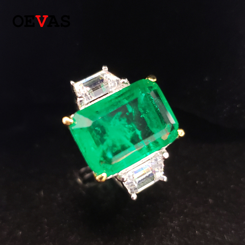 OEVAS 100% 925 Sterling Silver Created Moissanite Emerald Wedding Rings For Women Top Quality Engagement Party Fine Jewelry Gift ► Photo 1/6