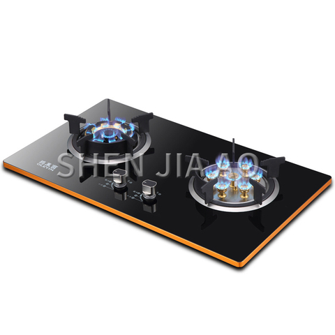 Fire stove embedded gas stove double hole stove natural gas liquefied gas household fierce fire furnace tempered glass panel 1PC ► Photo 1/6