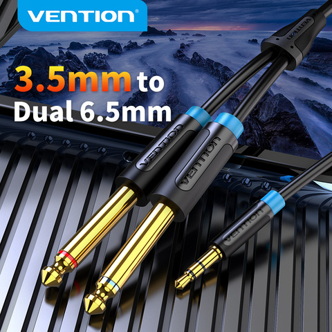 Vention 3.5mm to Dual 6.5mm Adapter Jack Audio Cable Double 6.35mm Male 1/4