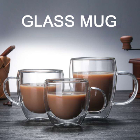 Transparent glass coffee cup milk whiskey tea beer double creative heat resistant cocktail Vodka wine mug Drinkware tumbler cups ► Photo 1/6