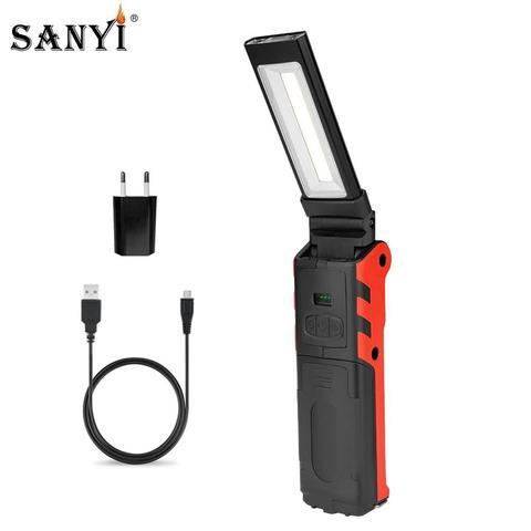 USB Rechargeable Work Light Dimmable COB LED Folding Flashlight Inspection Lamp Portable Lantern with Magnet & Hook Power Bank ► Photo 1/6