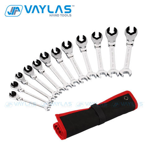 8-19mm Ratchet Flare Nut Wrench Set Metric Full Sizes 12 pcs Flex Head Oil Pipe Wrench Tubing Ratcheting Spanner Mirror Polished ► Photo 1/6