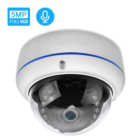 Hamrolte 5MP ONVIF IP Camera Vandal-proof Waterproof Outdoor Dome Camera Audio Record Email Alert Xmeye Cloud H.265 ► Photo 1/6
