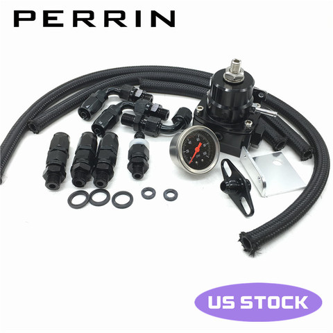 Universal Adjustable Fuel Pressure Regulator Oil 100psi Gauge AN 6 Fitting End-Black ► Photo 1/4