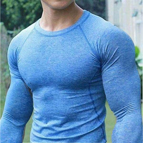 Men Quick Dry Fitness Tees Outdoor Sport Running Climbing Long Sleeves Tights Bodybuilding Tops Gym Train Compression T-shirt ► Photo 1/6