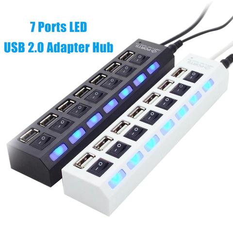7 USB 2.0 Charge Hub Portable LED Indicator Light 7 Ports USB 2.0 Adapter Charge Hub with Switch 2022 ► Photo 1/6