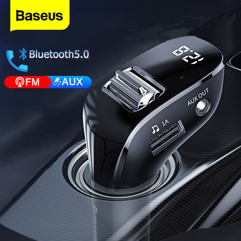 Baseus Car FM Transmitter Bluetooth 5.0 AUX Handsfree Wireless Car Kit Dual USB Car Charger Auto Radio FM Modulator MP3 Player ► Photo 1/6