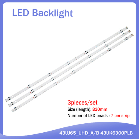 3pcs LED backlight strip for LG 43UK6300PLB 43LJ610V 43LJ510V 43LJ624V 43LJ634V 43UJ651V 43UJ701V 43UJ65_UHD_L A LC43490074A ► Photo 1/5