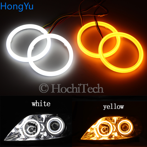 LED cotton white and yellow angel eye halo ring 60mm 70mm 80mm 90mm 100mm 110mm 120mm Auto DRL Eyes with Turning Signal ► Photo 1/6